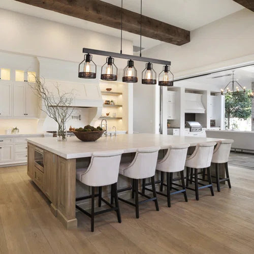 Motofumi 5-Light 39.4" Rectangle Chandelier Linear Kitchen Island Pendant Black